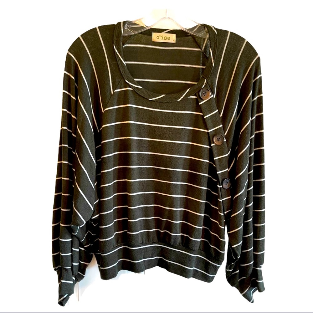 Cisa Strip Hunter Green Top Size Small